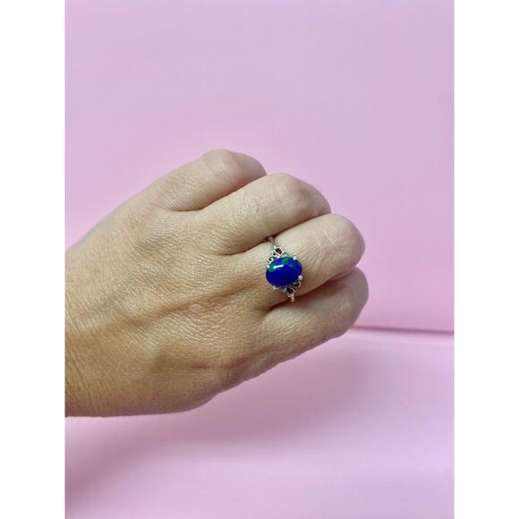 Navajo Sterling Silver Ring, Azurite Malachite, Size 5.5 Native American Jewelry - Picture 1 of 7